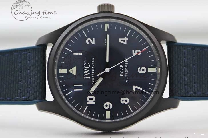 MIROTIME 0710 BestValue Mark XVIII IW328101 Black Ceramic M+F 1:1 Best Edition Blue Dial on Blue Nylon Strap A 7058